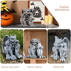 Gargoyle Sculpture Figurine,Gothic Stone Decor Statue,Indoor Patio Yard Lawn Porch Decor, Gothic Sculpture Ornament