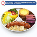 Korean Stainless Steel Divided Plates for Toddlers, Kids, Babies, 8-Inch, Premium 304, Electro-Polished, No Black Residue, BPA-Free, Round 3-Compartment Food Tray, Camping, Diet Control, Set of 2 - size: 3 Compartments (Round)