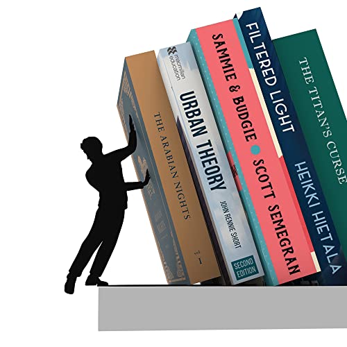 Artori Design Book Ends to Hold Books Heavy Duty - Hidden Metal Bookends for Shelves Desk or countertop - Bookend Book Holder for Home Decorative - Gift for Book Lovers and Home Decor (Cliffhanger) - color: E - Cliffhanger (Black)