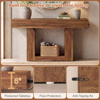Homieasy Console Table, 47" Entryway Table with LED Lights & Charging Station, Farmhouse Wooden Sofa Table Behind Couch, Narrow Hallway Table for Living Room, Foyer, Entry, Rustic Oak - color: Rustic Oak, size: 47.2"