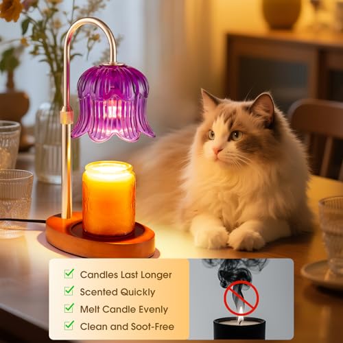 Candle Warmer Lamp Adjustable Timer Electric－Purple Flower-Shaped Wax lamp - color: Purple