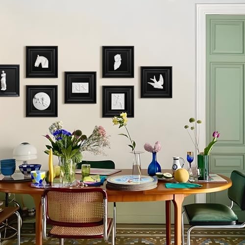 FOLKOR LIFE Framed Black and White Wall Art Sculpture with Cherub Angels Modern Classical Decor, Roman Greek Mythology Framed Plaster Relief Wall Decor for Room, Hallway, Entryways, New Home Gift - color: Figure 1