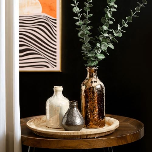 Ceramic Vase Set of 3 | Decorative Vases Home Decor | Flower Pampass Boho Modern Neutral Vase for Living Room, Table, Mantel, Entryway, Bookshelf, Kitchen, Bedroom, Bathroom - Multicolor - color: 009-multicolor Brown