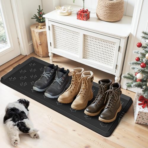 Azadx Heavy Duty Boot Trays Natural Rubber Shoe Mat Tray for Entryway Large Boot mat Tray Multi-Purpose for Outdoor Door Mats 16x42 Inch - size: 16" x 42"