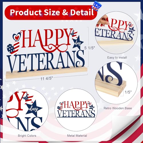 COCHIE Metal Happy Veterans Day Sign, Thank You Veteran Table Centerpieces Decorations for Home, Office, Shelf, Mantel, Indoor, Traditional Party Supplies Decor (Veterans) - style: Veterans