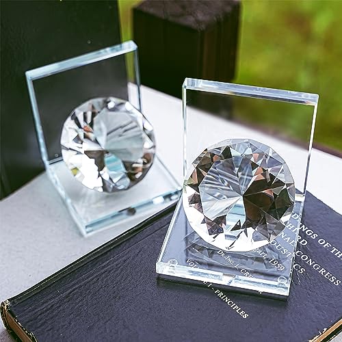 1 Pair Crystal Bookends with 80mm Clear Diamond, L Shaped Heavy Duty Book End for Shelves Non Skid Bookends Book Stopper, 4inch - color: Diamond