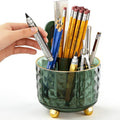 GOTOBA Dark Green Pen Pencil Holder for Desk, 360° Rotating Pen Organizer, Green Office Supplies, Cute Pen Holder, 6-Compartment Pencil Holder Rotating - color: Dark Green