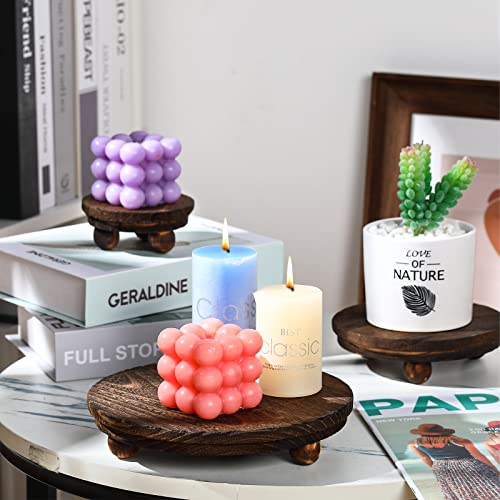 Amyhill 3 Pcs 8/6/4 Inch Wooden Risers for Display Wood Pedestal Stand Mini Tray Stand Round Wooden Pedestal Holder Rustic Riser for Decor Tiered Tray Decor Home Kitchen(Brown) - color: Brown, size: 8/6/4 Inch
