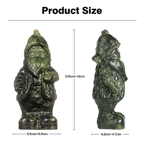 Nupuyai Natural Green Jade Santa Claus Statue for Home Office Decor, Healing Carved Standing Santa Claus Christmas Ornament for Reiki Healing Meditation - size: 4.92-5.11''