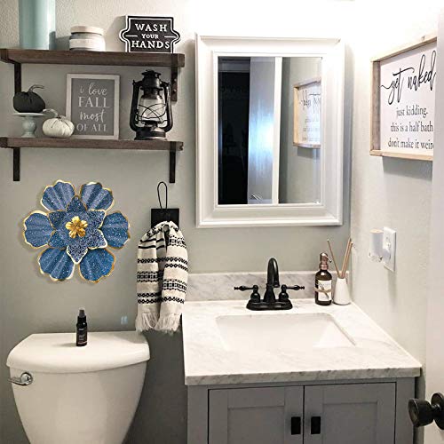 EASICUTI Blue Metal Flower Wall Decor Boho Metal Wall Art Decorations Hanging For Indoor Outdoor Home Bathroom Patio Fence Garden Bedroom Living Room Or Wall Sculptures 12 Inch - color: Royal Blue
