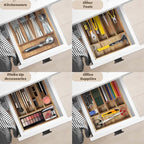 KITEISCAT Acacia Wood Silverware Organizer, Kitchen Utensil Drawer Organizer for Forks, Knives & Spoons, 5-Compartment Cutlery Tray, Flatware Holder - size: 5 Compartments