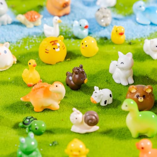 52pc Mini Resin Animal Figurines Set - Enchanted Fairy Garden & Desktop Decor, Eco-Friendly Collectible Gift | Vibrant Miniature Resin Animals for Moms, Women & Nature Lovers