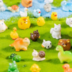 52pc Mini Resin Animal Figurines Set - Enchanted Fairy Garden & Desktop Decor, Eco-Friendly Collectible Gift | Vibrant Miniature Resin Animals for Moms, Women & Nature Lovers