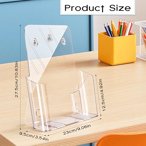Yookeer 10 Pieces Acrylic Brochure Holder Stand Pamphlet Holder 8.5 x11 Clear Literature Display Rack Plastic Flyer Display Stand for Vendors, Brochure, Trifold, Magazine, Pamphlet, Booklets, Menu - size: 8.5"x11"