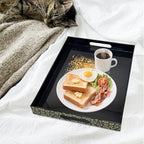 Serving Tray with Handles, 15.7 * 11.8 inches, Plastic Ottoman Tray with Exquisite Paintings, Trays for Coffee Table - color: Leopard