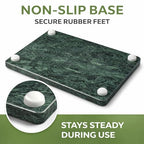 Marble Cheese and Pastry Board 16 x 12 Inch – Natural Carrara Marble Cutting Board and Serving Tray for Dough, Bread, Pizza, Charcuterie – Heavy, Non-Slip, Gift-Ready. - color: Green, size: 16"L x 12"W