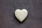 Creative Co-Op Soapstone Heart Decoration Engraved Love,White