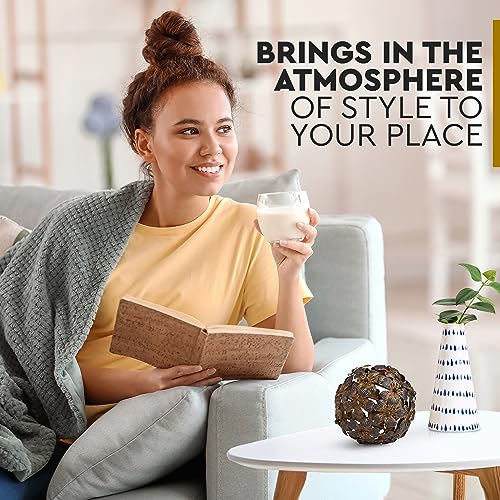 Everydecor Metal Decorative Sphere for Home Decor - Decorative Balls for Shelves, Centerpiece Bowls, Bookshelf - Decoration Orbs Accents for Living Room, Bedroom - Antique Brown Shelf Spheres - color: F. Brown, size: 4 Inch