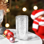 WGVI Hurricane Candle Holder Sleeve, W: 5", Ht: 8", Silver Speckled Glass Cylinder Open Both Ends, Chimney Tube Shade, 1 Piece - size: 5x8"H