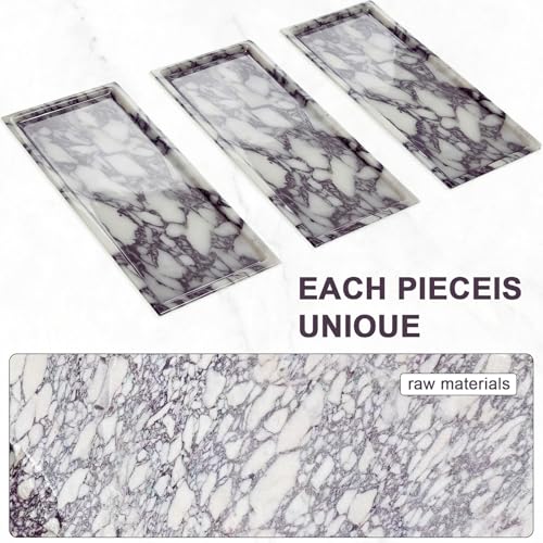 Natural Marble Decor Tray - Hand-Polished Luxury Organizer for Vanity, Bathroom | Cosmetics Perfume Jewelry Display Tray (Caracatta Violet Rectangular Tray, 11" x 5" x 0.7") - color: Caracatta Violet Rectangular Tray, size: 12" x 8" x 0.7"