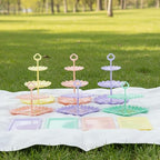 Pack of 10 NWK Cake Stand Set, with 3 x Two-Tier and 3 x Three-Tier Cupcake Stands, 4 x Appetizer Trays, 1 x Tablecloth for Birthday Bridal Baby Shower Party (Colorful) - color: Colorful