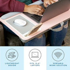 LAPGEAR Home Office Pro Lap Desk with Wrist Rest, Mouse Pad, and Phone Holder - Pink - Fits up to 15.6 Inch Laptops - Style No. 91604 - color: Blush Pink, size: Home Office Pro W/Wrist Rest