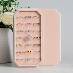 Velvet Ring Organizer Display Tray Jewelry Box Earring Holder Case for Wedding Birthday Christmas Day (Light Pink) - color: Light Pink