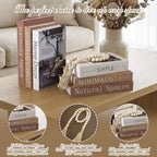 Menkxi 6 Aesthetic Decorative Books Set with Tassel Wood Bead Coffee Table Decor Faux Books with Simple Design for Modern Home Decor Inspired Living Decoration Photo Storage and As a Keepsake Box - style: Simple