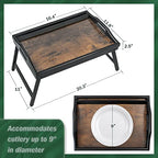 2 Pack Bed Tray Table Breakfast Trays Serving Tray Bamboo Bed Laptap Floding Legs with Handles and Phone Holders - style: 2 pack(Dark brown with black legs)