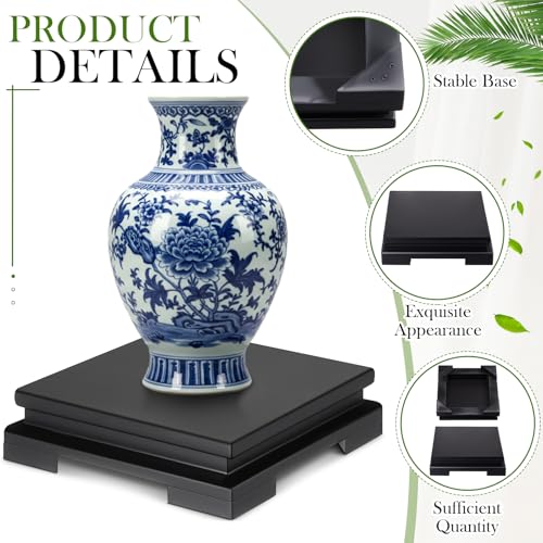 Chunful 2 Pcs Square Wooden Display Stand Wood Vase Display Base Black Pedestal Stand Square Vase Riser for Vases Teapot Trophy Collectibles Aquarium Lamp Home Decoration(7.9 x 7.9 x 2 Inch) - size: 7.9 x 7.9 x 2 Inch
