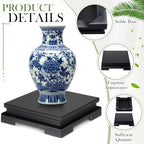 Chunful 2 Pcs Square Wooden Display Stand Wood Vase Display Base Black Pedestal Stand Square Vase Riser for Vases Teapot Trophy Collectibles Aquarium Lamp Home Decoration(7.9 x 7.9 x 2 Inch) - size: 7.9 x 7.9 x 2 Inch