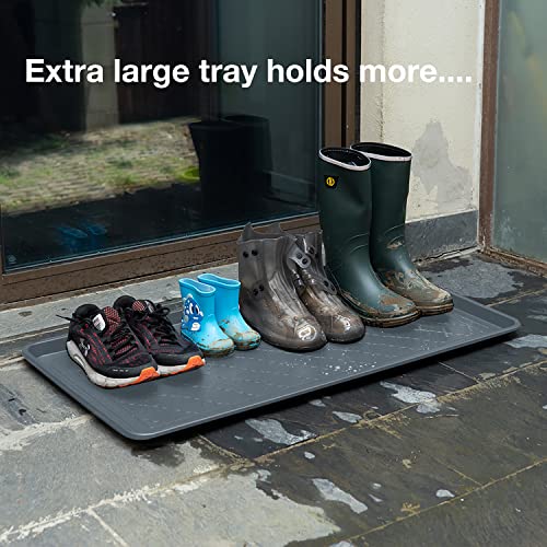 All Weather Boot Tray, Extra Large Size by Trimate -Water Resistant Plastic, Multi-Purpose for Shoes, Pet Feeding Trays, Mudroom Entryway, Garage, Indoor or Outdoor – Extra Large, 40”x20”(Grey) - style: Grey