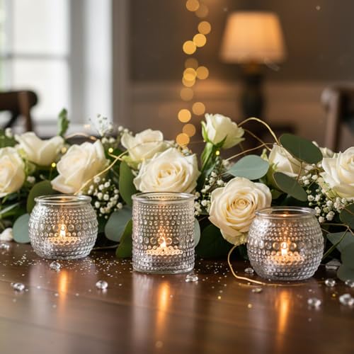 16 Pcs Clear Tealight Candle Holders for Table Centerpieces- Assorted Glass Votive Candle Holders for Wedding Centerpieces, Bridal Shower Decorations, Wedding Table Decor - color: Clear