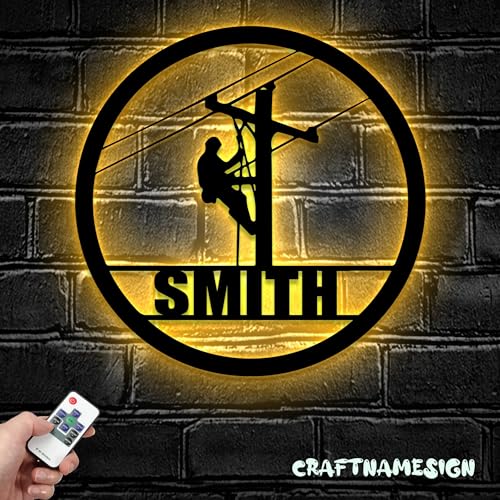 Personalized Lineman Metal Sign, Custom Name Wall Art, Home Decor, Lineman Gift, Custom Metal Sign Wall Decor, Handmade, Room Decor, Wall Hanging (04 Lineman) - color: 04 Lineman
