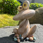 Funny Frog Garden Statue Outdoor Dec Cute Resin Animal Figurine Weatherproof for Yard Lawn Patio Garden Bed Pathway - Whimsical Indoor Outdoor Ornament Gift for Nature Lovers