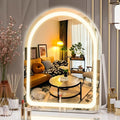Hasipu Vanity Mirror with Lights, 11"× 14" Arched LED Makeup Mirror, Lighted Makeup Mirror with Lights, Smart Touch Control Dimmable 3 Modes Light 360°Rotation White - size: 11"L x 14"W