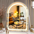 Hasipu Vanity Mirror with Lights, 11"× 14" Arched LED Makeup Mirror, Lighted Makeup Mirror with Lights, Smart Touch Control Dimmable 3 Modes Light 360°Rotation White - size: 11"L x 14"W