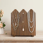 MOOCA Portable Wooden Necklace Jewelry Stand, Display Up to 12 Necklaces Storage Holder, Jewelry Display Stand, Brown Color - color: Brown, 12 Necklaces