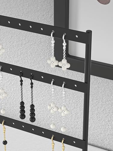 Julysky Earring Holder Organizer, Earring Stand, 4 Layers, Black - color: Black, size: 4 Layers