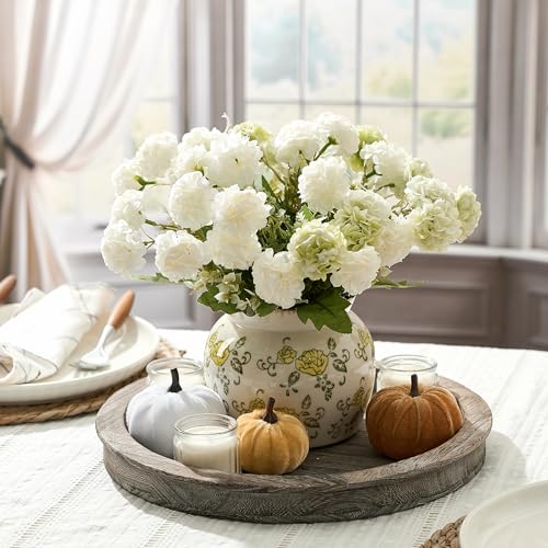 SIDUCAL Ceramic Yellow Rose Floral Vase with Wide Mouth Lace, 4.84 Inch Cracked Chinoiserie Rustic Farmhouse Vases, Pastoral Retro Vase for Home Decor, Table, Living Room, Bathroom, Shelf, Wedding - color: 18967-yellow Rose