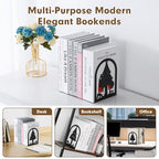 Aertiavty 2 Pcs Bookends for Shelves, Heavy-Duty Morden Tree Book Ends, Non-Skid Metal Bookends, 1 Pair Large Decorative Book Holder for Home and Office, Black Book Stopper, Forest - style: Tree