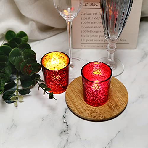 Red Mercury Glass Tea Light Holders Set of 36 - Elegant Votive Candle Holders for Weddings, Showers and Home Decor - Perfect for Table Centerpieces and Parties (Glass, Red) - color: Red