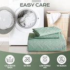 JYHOPE Queen Quilt Set Sage Green Lightweight Bedspread Bedding 3-Piece Microfabric Quilts with Pillow Shams Summer Cooling Comforter Alternative Gift Wrapped - color: Weave Pattern-sage Green, size: Full/Queen(96x90)