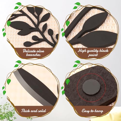 Zzbakress 2 Pcs Colorful Tree Leaf Wall Art Decor Vine Home Wall Decoration Olive Branch Leaf Wall Decor Large Wall Decor for Bedroom, Living Room, Wall Sculptures Indoor Outdoor (Black) - color: Black