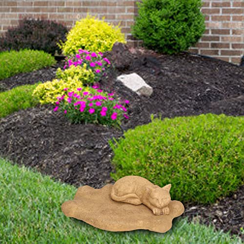 Hapivida Cat Garden Statue for Yard, Garden Memorial Stone Sleeping Cat Statue Decor Outdoor Resin Realistics Sculptures Decoration Gift - size: Yellow Cat