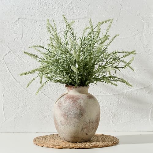 SIDUCAL Ceramic Decorative Flower Vase | 7.48 Inch Pottery Rustic Farmhouse Boho Vase for Home Decor, Table, Living Room, Bathroom, Coffee Desk, Shelf, Mantel Decoration, Wedding, Terra - color: 1007-terra
