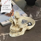 Mrlikale Skull Glasses Stand Holder, Creative Eyeglasses Holder, Sunglasses Spectacle Display Rack, Key Holder Resin Sculptures for Entryway, Home, Office, Desk, Nightstand (White) - color: White