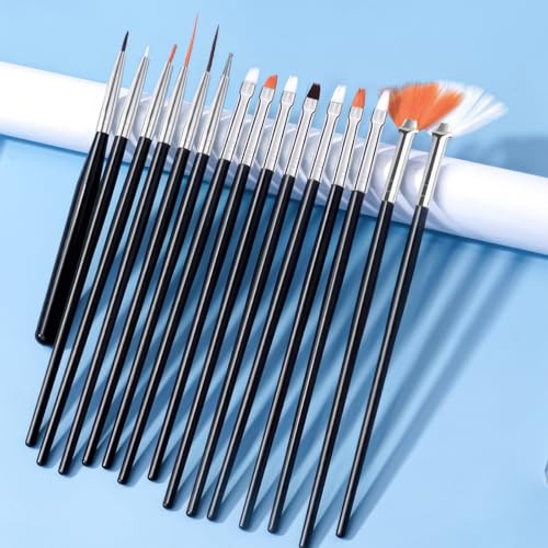 28 Pcs Nail Art Brushes Nail Art Tool Set Resin Nail Art Palette Sculpture Pen 2 Way Acrylic Silicone Carving Pen Dotting Pen Tool Manicure Kit for Home DIY Salon Nail Art (Black) - color: Black