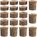 FUNSUEI 18 PCS Wooden Tea Light Candle Holders, Rustic Wood Votive Log Candle Holders, Rustic Wood Votive Candle Holder for Table Decoration, 3 Sizes