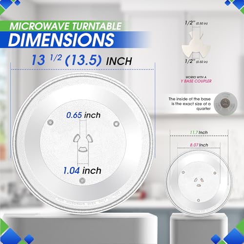 Microwave Plate Replacement for 13.5” W10451786 Whirlpool Microwave Glass Plate - Rotating Oven Microwave Turntable Plate - Spinning Dish Tray Turntables For Better Reheating and Cooking - size: 13.5"